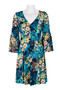 London Times V-Neck Circular Flounce Sleeve Floral Print Flared Jersey Dress
