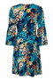 London Times V-Neck Circular Flounce Sleeve Floral Print Flared Jersey Dress