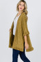 RED LOLLY Loose Fit Oversized Cardigan with Ruffle Detail in Mustard