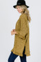 RED LOLLY Loose Fit Oversized Cardigan with Ruffle Detail in Mustard