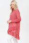 RED LOLLY Knit Dress or Tunic with Ruffled Hem Available in 2 Colors