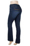 Stretch Denim Butt Lifter Boot Cut Jeans with Embroidery Pocket