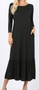 VISCOSE 3/4 SLEEVE RUFFLE HEM MIDI DRESS AVAILABLE IN 2 COLORS