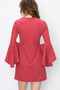 HYFVE FLARE SLEEVE A-LINE DRESS IN EARTH RED