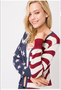 COZY CASUAL FLAG PATTERN KNIT OPEN CARDIGAN