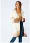 COZY CASUAL KNIT OPEN FRONT COLOR BLOCK CARDIGAN