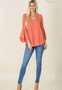 WOVEN DOBBY DOUBLE LAYER BELL SLEEVE TOP 