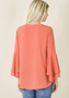 WOVEN DOBBY DOUBLE LAYER BELL SLEEVE TOP 