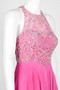Dave & Johnny Halter Neck Cutout Back Embellished Bodice Chiffon Dress