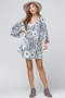 ENTRO Floral V-Neck Shift Dress