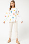 ENTRO Multi Color Star Print Long Sleeve Top Sweatshirt