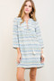 ENTRO Printed Shift Dress with Tie neck