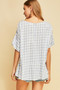 ENTRO Check Print Scoop Neck Linen Blend Top with Back Keyhole