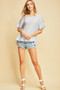 ENTRO Check Print Scoop Neck Linen Blend Top with Back Keyhole