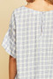 ENTRO Check Print Scoop Neck Linen Blend Top with Back Keyhole