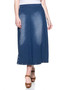 BE GIRL Stretch Denim Maxi Skirt With Front Slit and Studs Embellishment