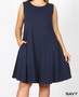 PLUS SIZE SLEEVELESS CLASSIC A-LINE DRESS AVAILABLE IN 6 COLORS