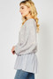 ENTRO Textured Peplum Cardigan Top with a Draw String Closure 