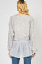ENTRO Textured Peplum Cardigan Top with a Draw String Closure 