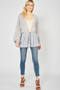 ENTRO Textured Peplum Cardigan Top with a Draw String Closure 