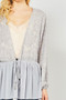 ENTRO Textured Peplum Cardigan Top with a Draw String Closure 