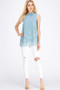 ENTRO Lace Mock-Neck Top Featuring Scalloped Hem and Tie Closure