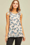 ENTRO  Print Top Featuring a Ruffled Hem