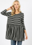 Striped 3/4 Sleeve Baby Doll Top