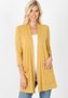Big Pocket Open Cardigan with 3/4 Sleeves Various Colors