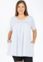 PLUS SIZE SHORT SLEEVE FRONT PLEATED TUNIC VARIOUS COLORS
