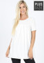 PLUS SIZE SHORT SLEEVE FRONT PLEATED TUNIC VARIOUS COLORS