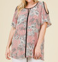 MISIA Plus Size Cold Shoulder Print Top