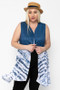Plus Size Tie-Dye Print Long Body Vest