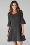 ANGIE SPARKLE KNIT BELL SLEEVE FIT AND FLARE DRESS