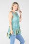 FLOWY SLEEVELESS V-NECK TOP CROCHET TRIM
