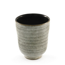 Striped Yunomi Tea Cup with Black Interior 8 fl oz / 3.03" dia