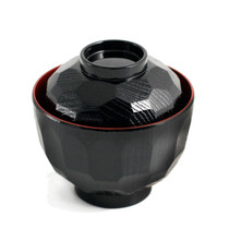 Textured Black Soup Bowl with Lid 7 fl oz / 3.82" dia