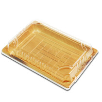 TZ-F-010 Wood Pattern Take Out Sushi Tray 7.4" x 5.3" (60/pack)
