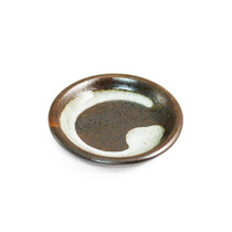Grainy Brown Soy Sauce Dish with Brushstroke 3.7" dia