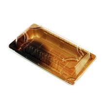 TZ-F-0.6 Wood Pattern Take Out Sushi Tray 6.4" x 3.5" (60/pack)