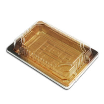 TZ-F-008 Wood Pattern Take Out Sushi Tray 6.5" x 4.5" (55/pack)