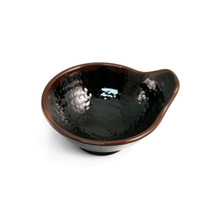 Melamine Black Tonsui Bowl with Brown Trim  5 fl oz / 4.25" dia