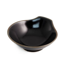 Glossy Black Tonsui Bowl with Brown Trim 5 fl oz / 4.84" dia