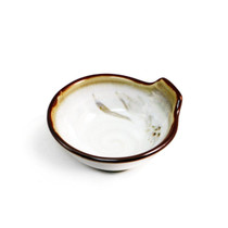 White Tonsui Bowl with Brown Trim 6 fl oz / 4.76" dia