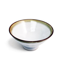 White Rice Bowl with Brown Trim 9 fl oz / 4.96" dia
