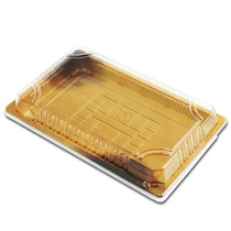 TZ-020 Wood Pattern Take Out Sushi Tray 9.38" x 5.75" (60/pack)