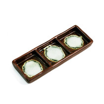 3 Compartment Brown Plate 6.61" x 2.36"