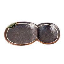 2 Compartment Brown Plate 7.24" x 4.69"