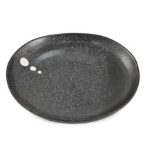 Large Round Plate Matte Black with Dots Motif 8.94" dia