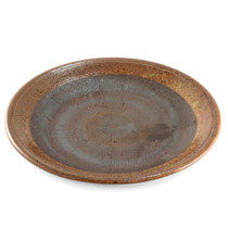 Large Round Plate Tetsuaka Iron Red Ceramic 10.47" dia